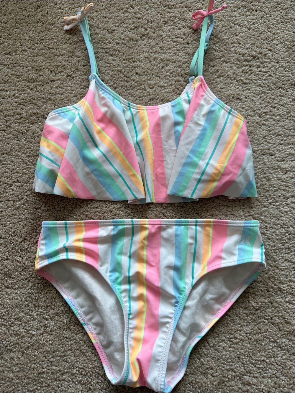 Hurley Girls Pastel Rainbow Stripe Two-Piece Bikini